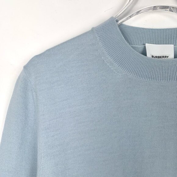 Burberry Light Blue Wool Round Neck Short Sleeve Knit Sweater M - Picture 3 of 7